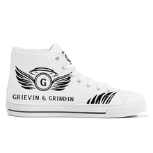 Load image into Gallery viewer, GRIEVIN & GRINDIN High-Top Canvas Shoes With Customized Tongue - White