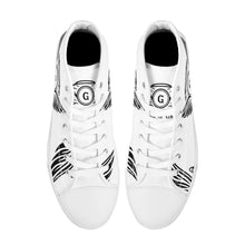 Load image into Gallery viewer, GRIEVIN & GRINDIN High-Top Canvas Shoes With Customized Tongue - White