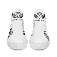 Load image into Gallery viewer, GRIEVIN & GRINDIN High-Top Canvas Shoes With Customized Tongue - White
