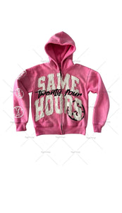 SAME HOURS Embroidered Zipper Hoodie