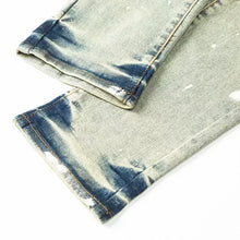 Load image into Gallery viewer, Purples jeans with holes dirty washed and splashed straight slim jeans
