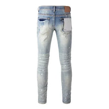 Load image into Gallery viewer, Purples Man jeans blue ripped distressed low rise skinny denim
