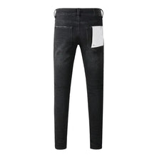 Load image into Gallery viewer, Purples Jeans Men Black Paint Dot Cut Hole Low Rise Skinny Denim
